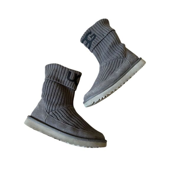 UGG Classic Knit Boots size 8 Gray Charcoal - Picture 2 of 11